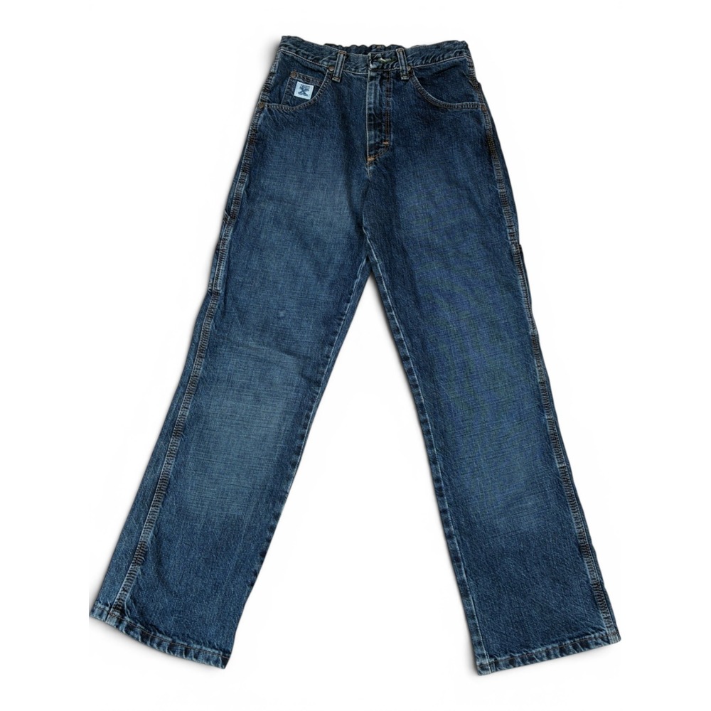 Wrangler Twenty X Boys Jeans 10 Slim Dark Wash Distressed Carpenter